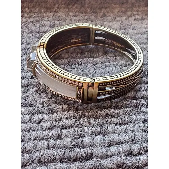 Heidi Daus White Crystal Deco Bangle Bracelet 7in M $250 - Picture 4 of 10